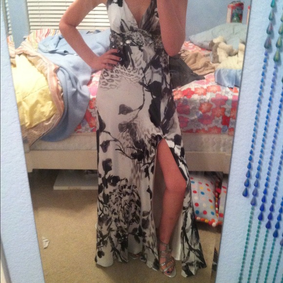 Black and white sexy prom dress