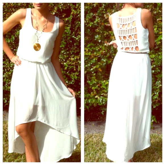 White High Low dress with cutout back Small