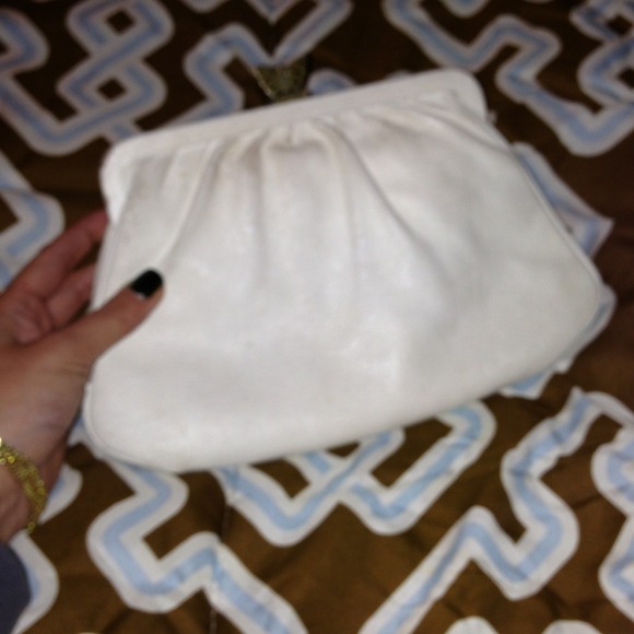 Authentic Marc Jacobs white leather clutch