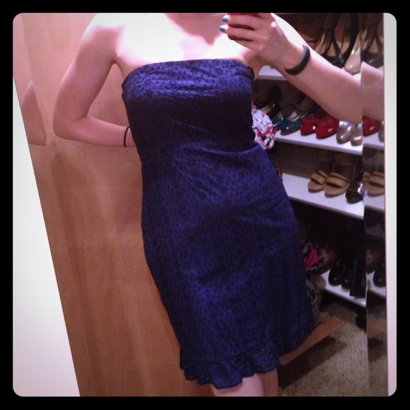 **SOLD bundle*** Strapless navy eyelet dress