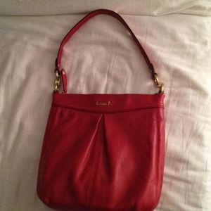 Coach Ashley Leather Hippie in Brass/Cherry