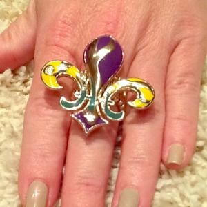 Mardi Gras fleur de lis stretch ring