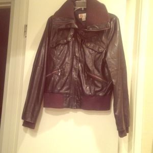 Brown pleather coat! In great condition!