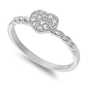 Heart Shape ❤ with Clear cz Sterling Silver