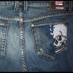 Petrol denim skull pocket size 12/ L 34