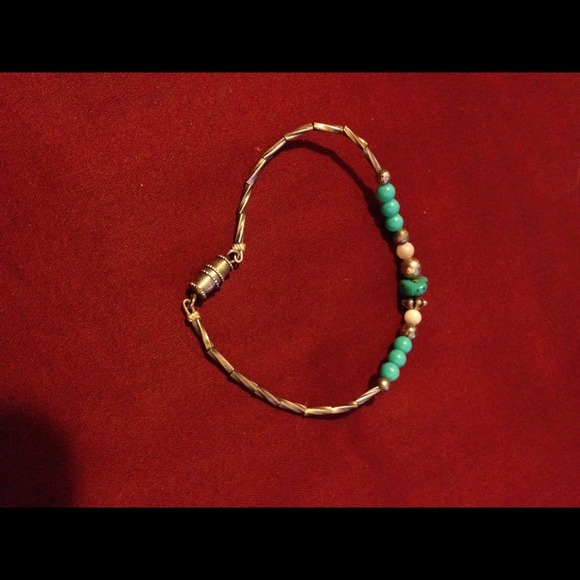 Twisted metal bracelet with turquoise