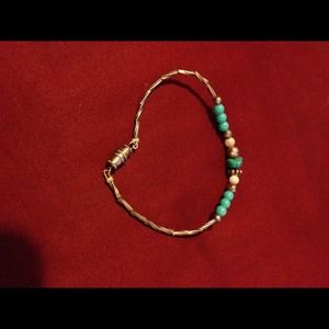 Twisted metal bracelet with turquoise