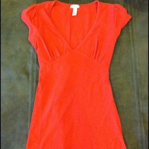 Red low cut form fitting top
