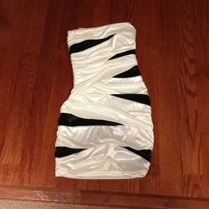Black and white silky dress