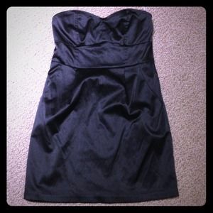Black silky strapless dress