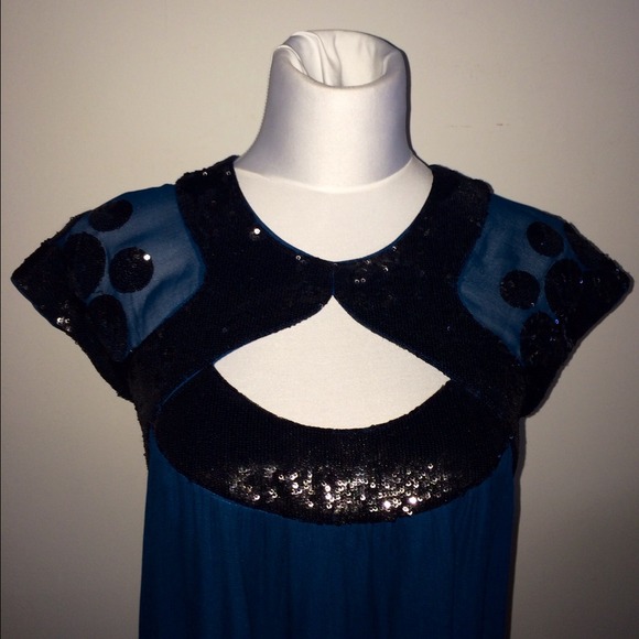 French Connection teal & black sequined dress!