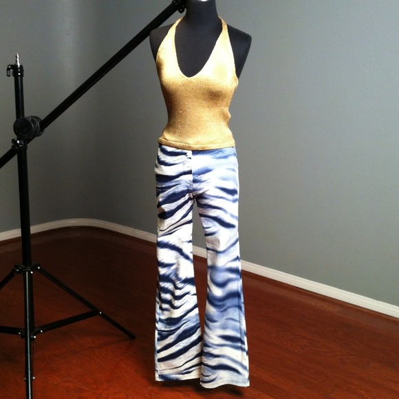 Bebe Blue Tie Dyed Stretch Denim Party Pants