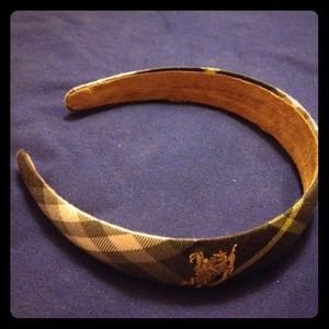 Navy and green plaid headband