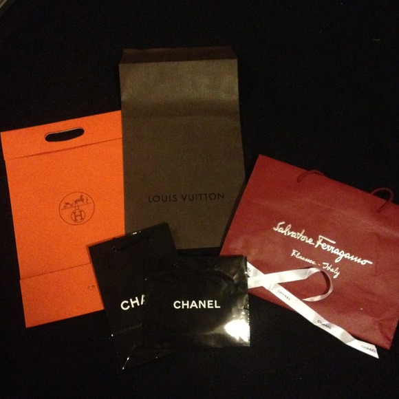 Authentic LV, Hermes, ferragamo, Chanel paper bags