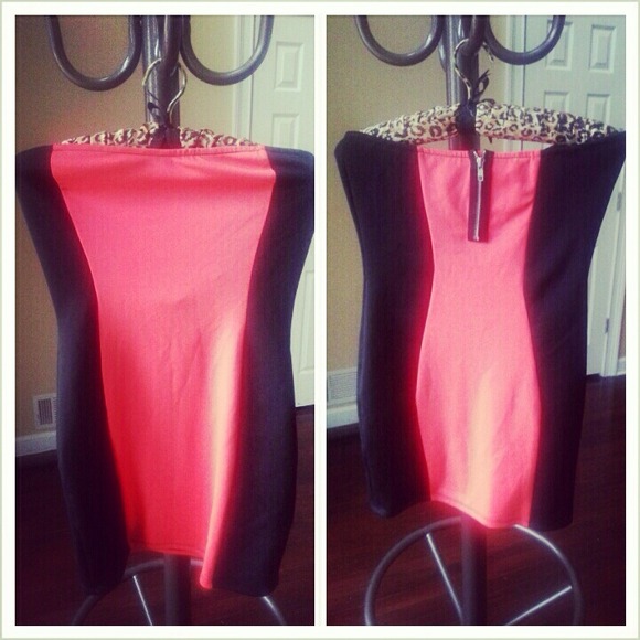 REDUCED! Black & Deep Peach Color Block Tube Dress