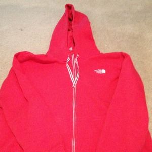 Red North Face sweatshirt