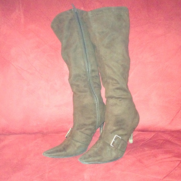 Brown manmade Amanda Smith suede tall boots - Picture 1 of 1