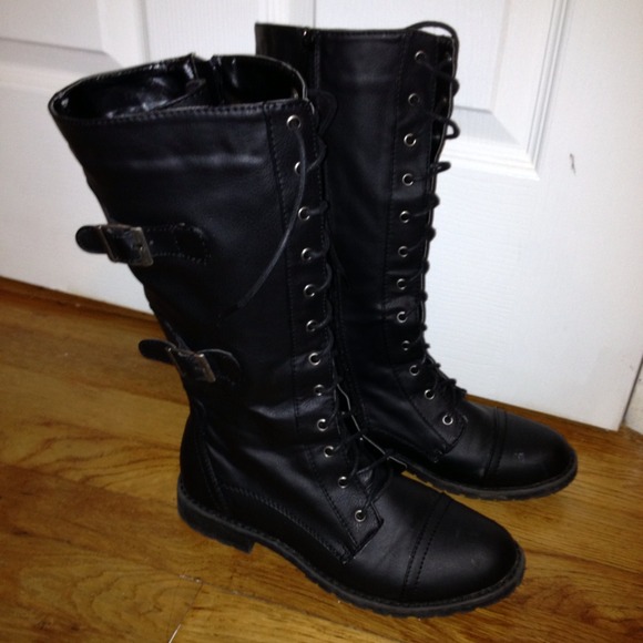 Black combat boots