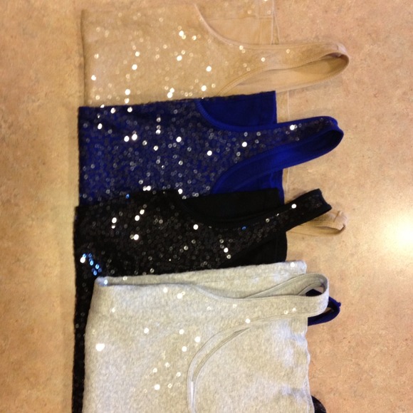 4 express sequin tanks size small.