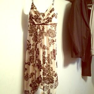 Brown and white spaghetti strap dress