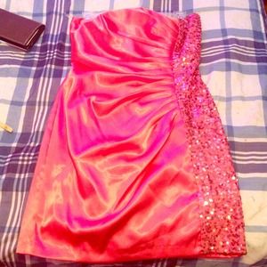 Pink sparkly homecoming/going out dress.