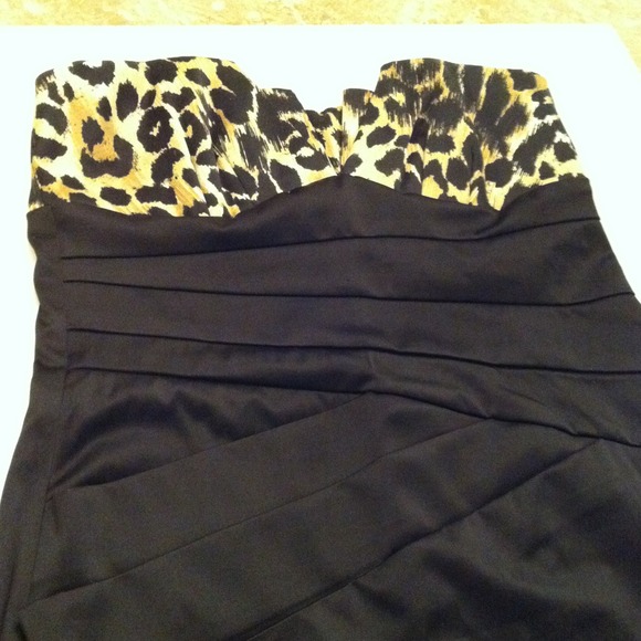 Strapless black cocktail dress