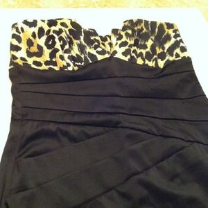 Strapless black cocktail dress