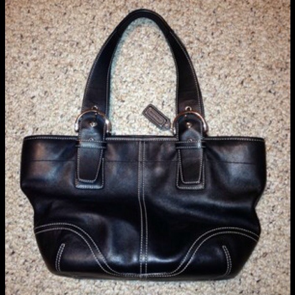 **SOLD** Black gently used leather Coach