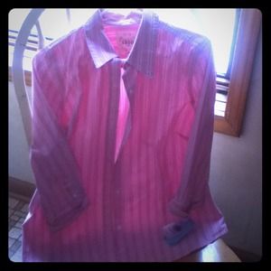 Pink striped Izod button up BNWT, Size Womens L