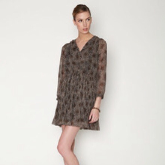 Line&Lotte Leopard pleated chiffon dress~ NWOT