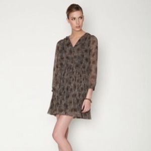 Line&Lotte Leopard pleated chiffon dress~ NWOT