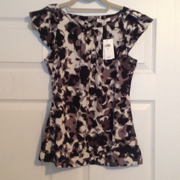 Banana Republic dressy top, black/white/gray XS