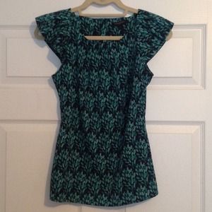 Banana Republic dressy top, Navy/Green.  Size XS