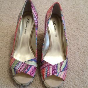 Ann Klein Multicolor Peep-toe Wedges
