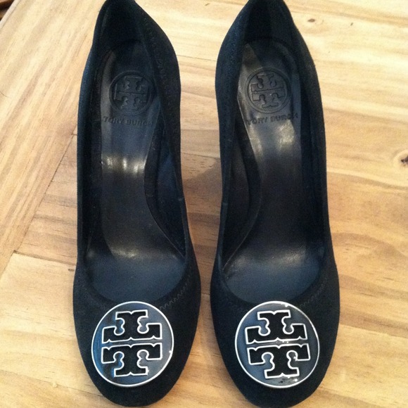 Authentic Tory Burch Black Suede Wedge Shoes!