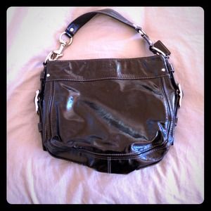 NEW Coach Black Patent Leather Hobo