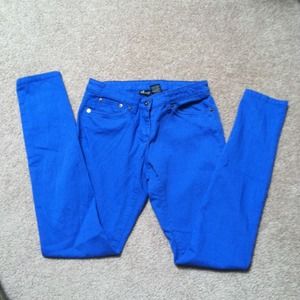 Cobalt blue stretch skinny jeans