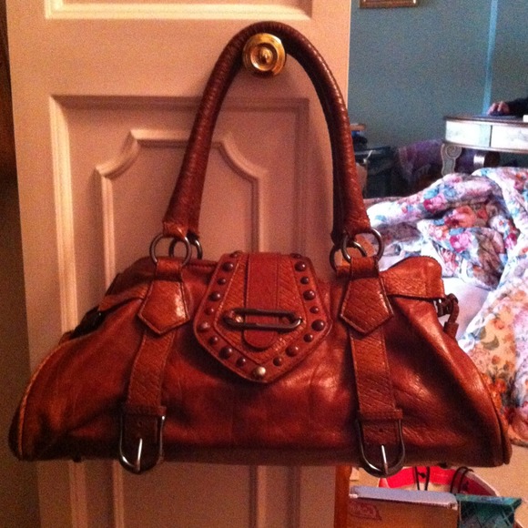 Sabina New York genuine leather handbag - brown