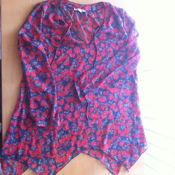 Beautiful red and blue flowy top