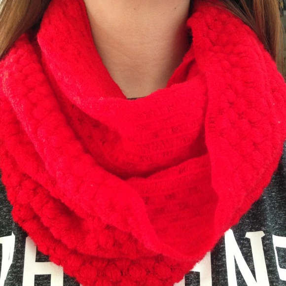 Bright Red Infinity Circle Scarf