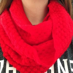 Bright Red Infinity Circle Scarf
