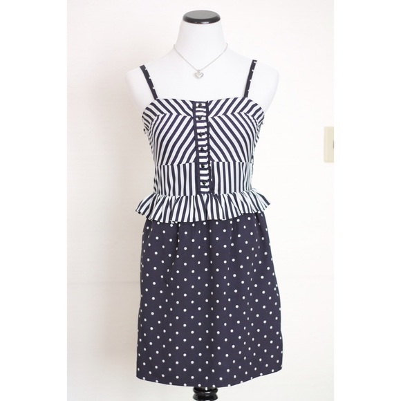 Dresses & Skirts - Blue stripe polka dot dress