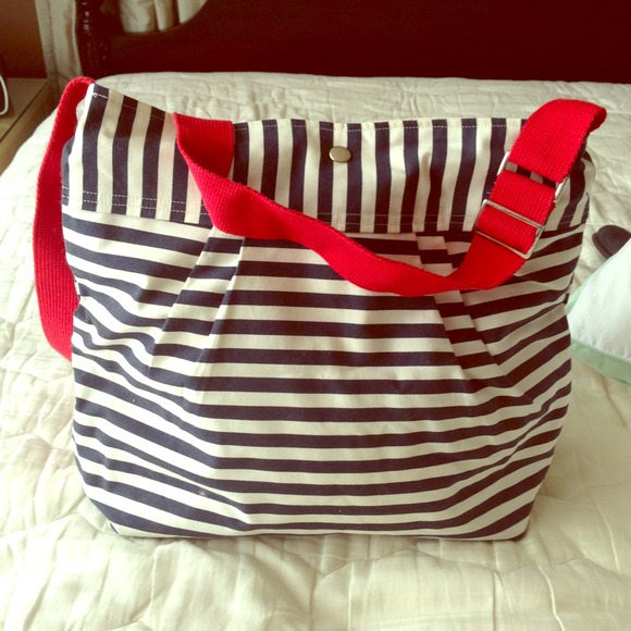 RSV FOR @COCOG: Handmade navy & cream striped bag