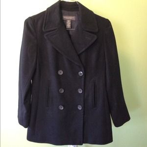 Black BR double-breasted pea coat~small