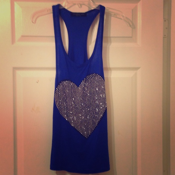 Tops - Sold------Cobalt blue tank top with studded heart