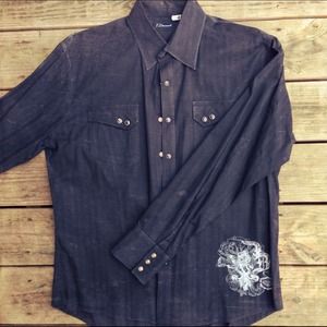 Men's Black 7 Diamonds Snap Up Shirt