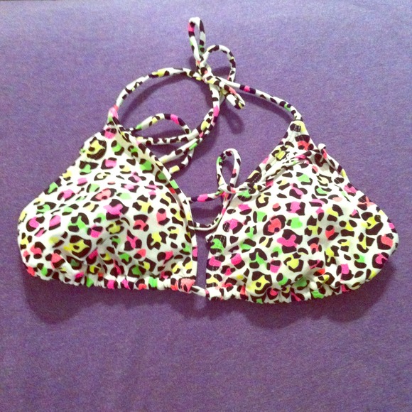 Neon Cheetah Print Swim Suit Top