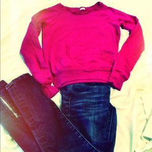 Splendid hot pink sweatshirt with pocket