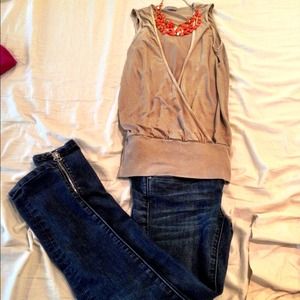 James Perse Khaki Cross Over Tank