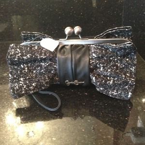 Jessica Simpson Black Leather Clutch